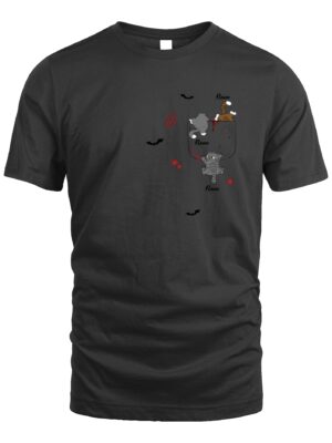 Custom T-Shirt – Funny Halloween Cats Hanging from Pocket